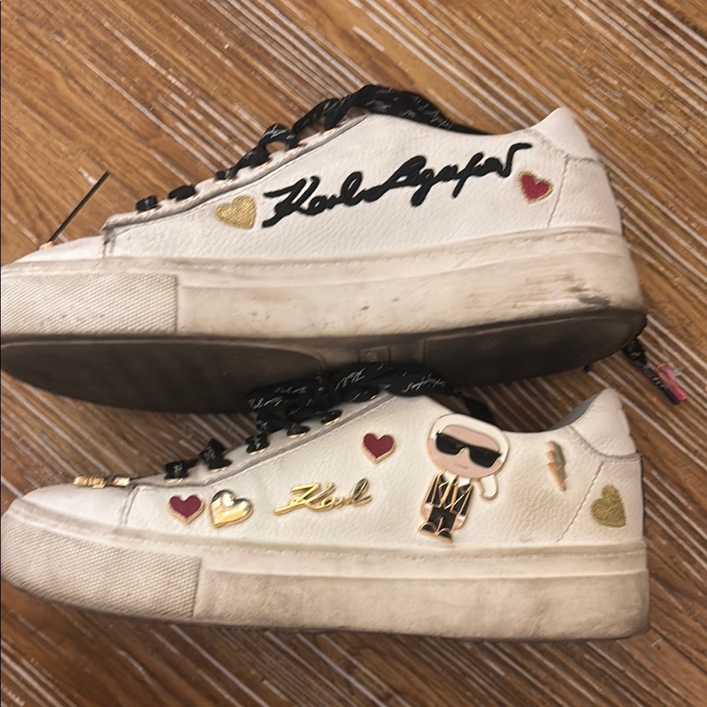 Karl Lagerfeld White Sneakers with Heart Accents